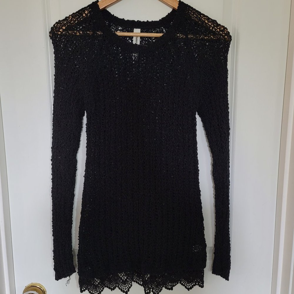 BETHANY MOTA cotton, black long sleeves top for women size XS